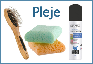 Pleje til hunden, shampoo, sakse, børster, kamme