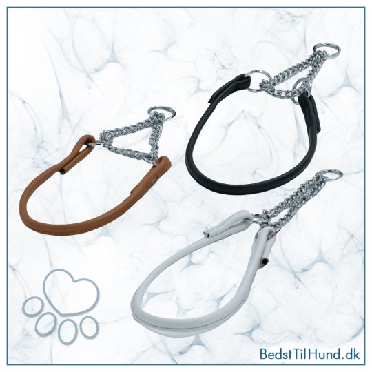 Læderhalsbånd, halvkvæl, 19-27cm