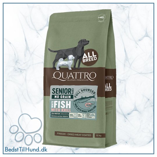 Quattro Super Premium No Grain All Breed Senior/diet, White Fish & Krill 12kg
